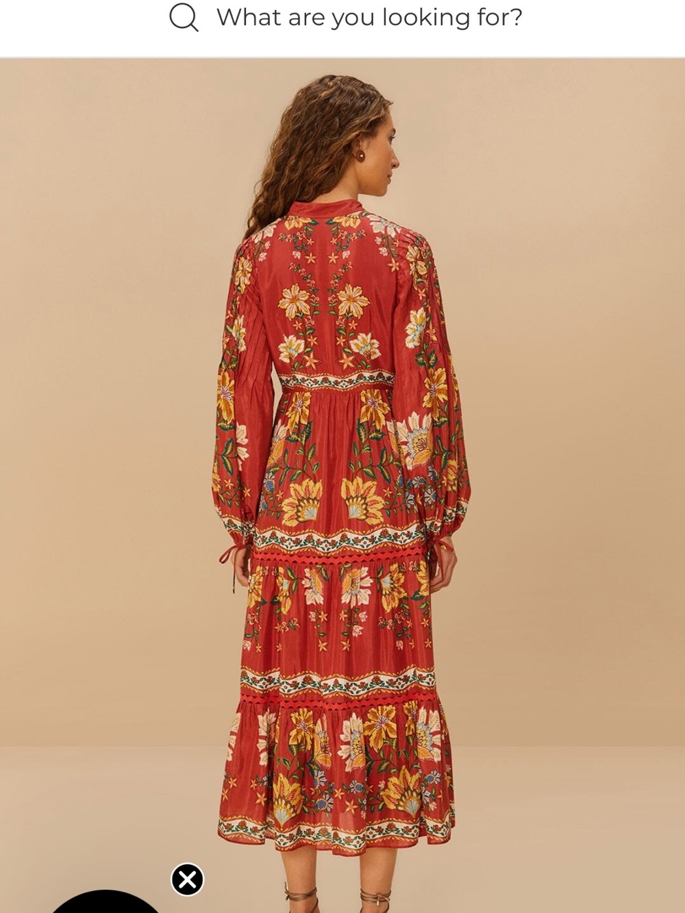 FARM Rio Rust Red Floral Embroidered Tiered Maxi Dress - Picture 3 of 9
